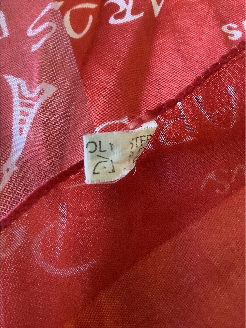 Paris, France, White on Red Scarf  100% Polyester 39" Square - Picture 5 of 9